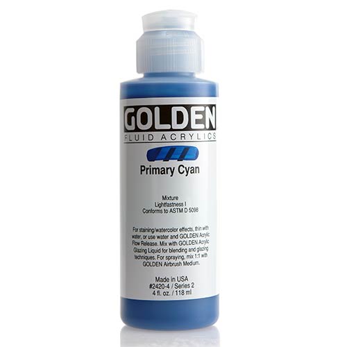 Golden, Fluid Acrylic, Paint, 4oz, Primary Cyan